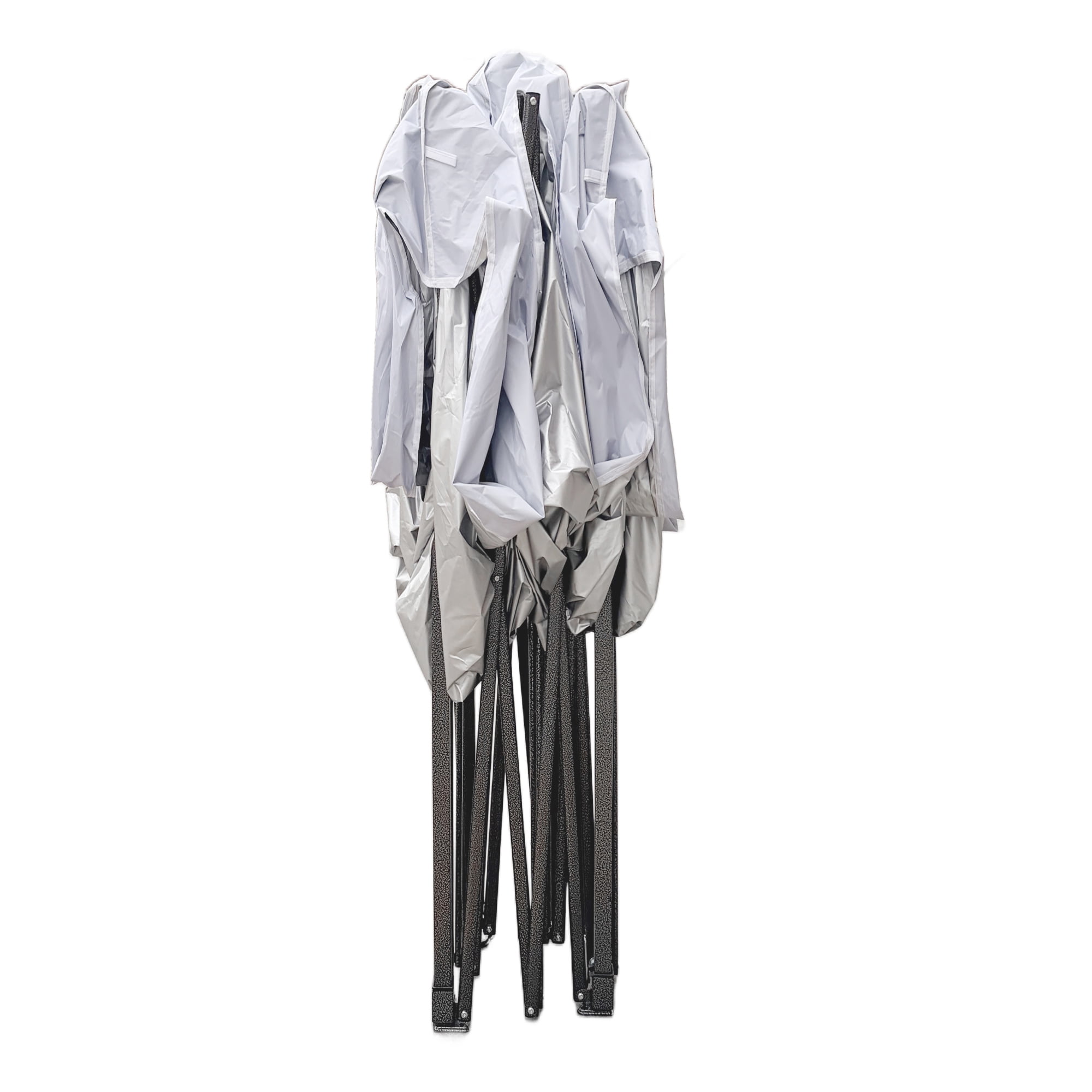 10'x10' Pop Up Canopy Tent, White Silver-Coated Top UPF50+ Water-Resistant, 4 Adjustable Heights (6.7-7.6ft), Includes Sandbags Stakes Ropes Carry Bag