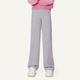 thumbnail image 2 of FYDUU Girls Wide Leg Pants Autumn Casual Straight Fit Sweatpants Elastic Waist Comfortable Loose Yoga Trousers Children Trousers With Pockets, Purple, 5-6 Years, 2 of 4