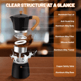 thumbnail image 4 of 6 Cup Aluminum Espresso Stovetop Moka Pot Express Coffee Maker Percolator Italian Classic Mocha Coffee Machine for Italian and Cuban Cafe Brewing for Home & Camping 300ml 10oz, 4 of 8