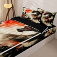 thumbnail image 3 of Metsweet Animal Dragon Zipper Full Size Comforter Sets with Fitted Sheet and 2 Pillowcases, Japanese Samurai Zipper Bedding Set, Black Red White,4pcs,Black Reversible, 3 of 6