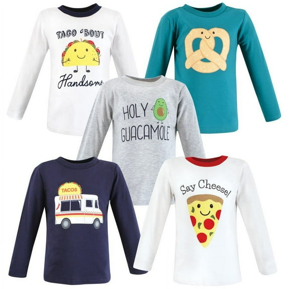 Hudson Baby Infant and Toddler Boy Long Sleeve T-Shirts, Fun Food, 6-12 Months