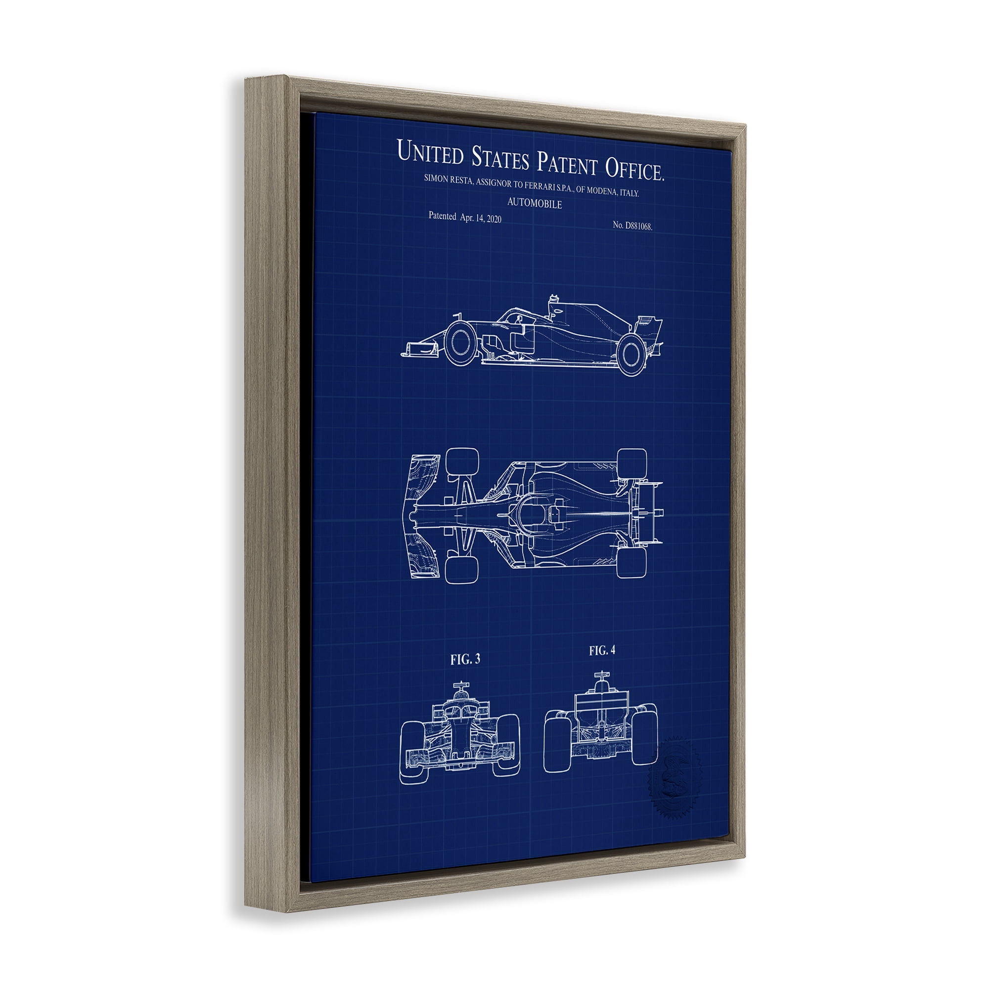 Stupell Industries Race Car Blueprint Transportation Painting Brown Floater Framed Art Print Wall Art, 17 x 21