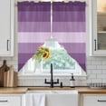 thumbnail image 4 of Geometric Purple Kitchen Window Curtains, Swag Curtains Valance for Bedroom Living Room Bathroom, Solid Ombre Geometric Modern Stripe Rod Pocket Window Treatment Curtain Block Drapes 2 Panels 36"x63", 4 of 9