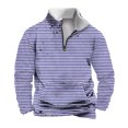 thumbnail image 3 of DODADAWANJ Quarter Zip Pullover for Men Stripe Print Stand Collar Hoodies Big and Tall with Pocket Sweatshirt for Leisure Daily Workout L, 3 of 6
