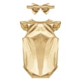 thumbnail image 2 of Hansber 2Pcs Metallic Outfit for Baby Girls Sparkly Romper Toddlers Birthday Party Fancy Dress Up Gold 18-24M, 2 of 7
