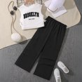 thumbnail image 2 of RUTAYY Child Girls Outfits Sets Summer Sleeveless Letter Tank Top And Casual Pants Set Cute Sweet Clothing, Black, 10Y, 2 of 3