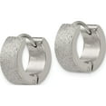 thumbnail image 2 of Stainless Steel Polished And Sandblasted 6mm Hinged Hoop Earrings (13 X 13) Made In China sre1232, 2 of 5
