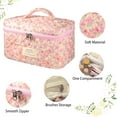 thumbnail image 2 of Large Makeup Bag for Women Girls, Quilted Cosmetic Bag, Floral Coquette Aesthetic Toiletry Bag, Flower Travel Make Up Organizer Bag, 2 of 7