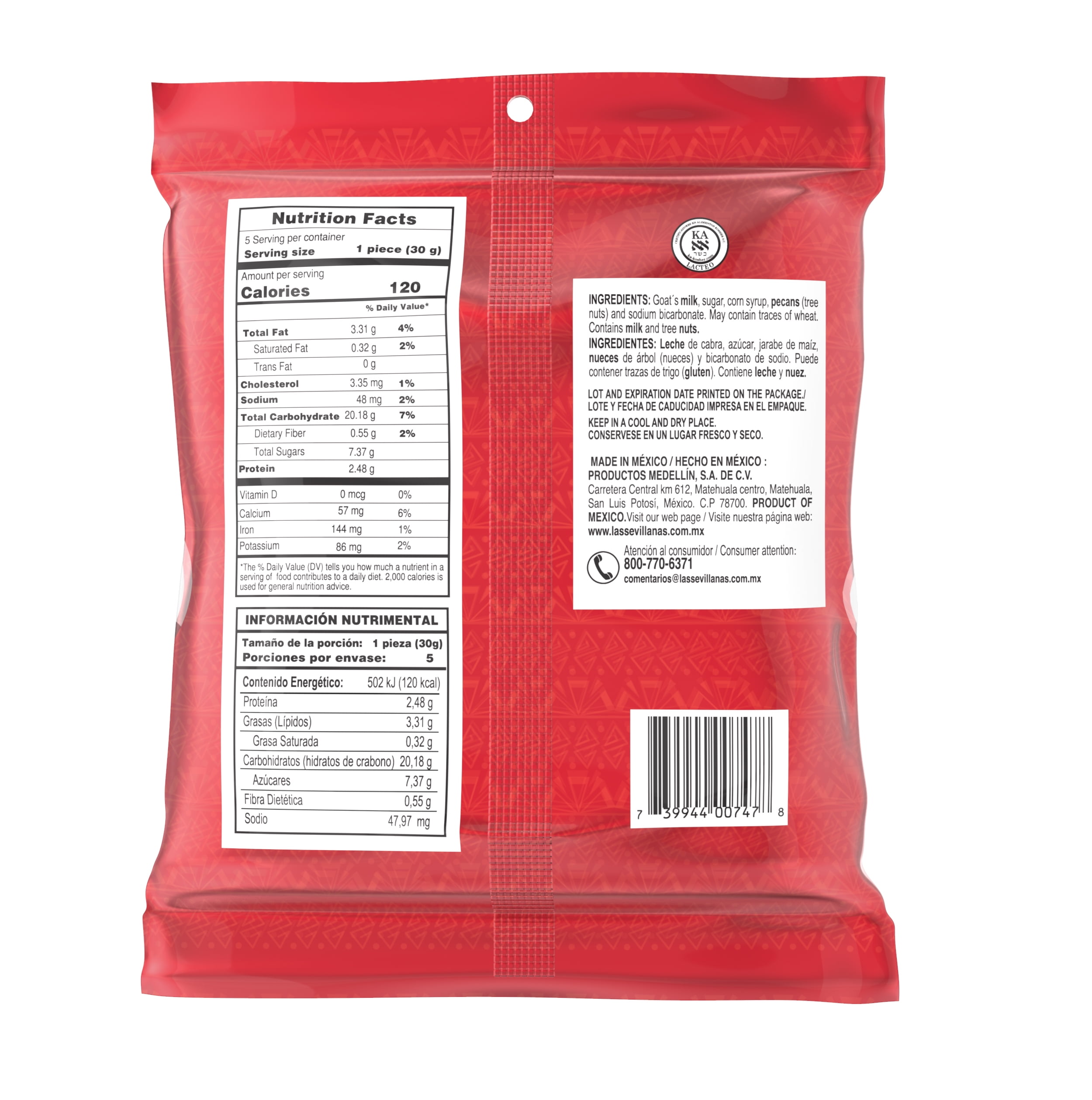 Las Sevillanas Glorias Goat Milk and Pecan Candy, 5.29 oz / 5 pieces
