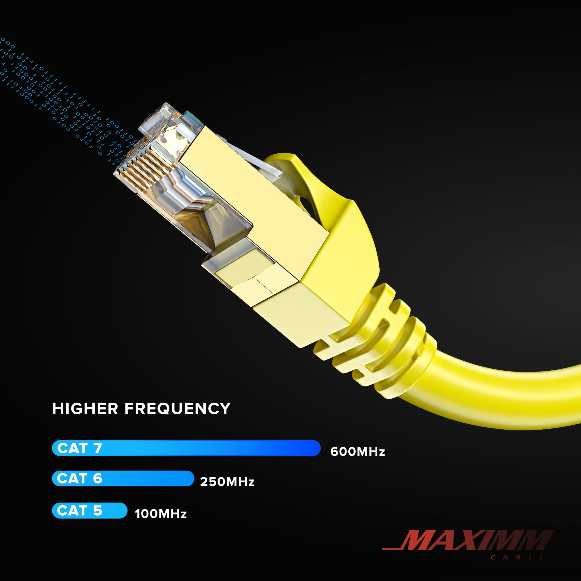 Cat 7 Ethernet Cable 100 ft - High-Speed Cat7 Internet & Network LAN Patch Cables, RJ45 Connectors - Perfect for Gaming, Streaming, and More (Yellow)