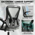 thumbnail image 5 of COOLHUT Office Desk Chair, Ergonomic Mesh Rolling Work Swivel Task Chairs with Wheels, Comfortable Lumbar Support, Comfy Flip-up Arms for Home, Bedroom, Study, Student, 8-Years Warranty, Light Gray, 5 of 8