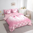 thumbnail image 3 of jejeloiu Initial Letter G Bedding Comforter Set 7pcs,Chic Bow Knot Queen Bedding Sets,Pink Sequin Print Queen Sheet Sets For Girl,Breathable Bedroom Decoration Reversible, 3 of 8
