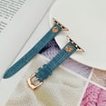 thumbnail image 5 of Weaven Texture PU Leather Watch Strap for Apple Watch Band 42mm 44mm 45mm 49mm Women and Girls, Watch Replacement Bands with Plating Flower Design for iWatch Series 9/8/7/6/5/4/SE/3/2/1/Ultra, Blue, 5 of 9