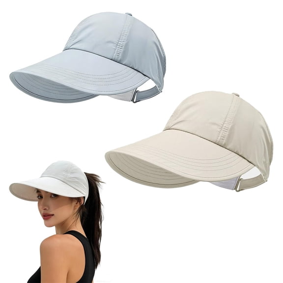 Wide-Brimmed Sun Hat UV Protection Baseball Cap 2 Pack, UPF 50 Ponytail Friendly Visor, Lightweight Quick-Dry Outdoor Headwear for Men and Women