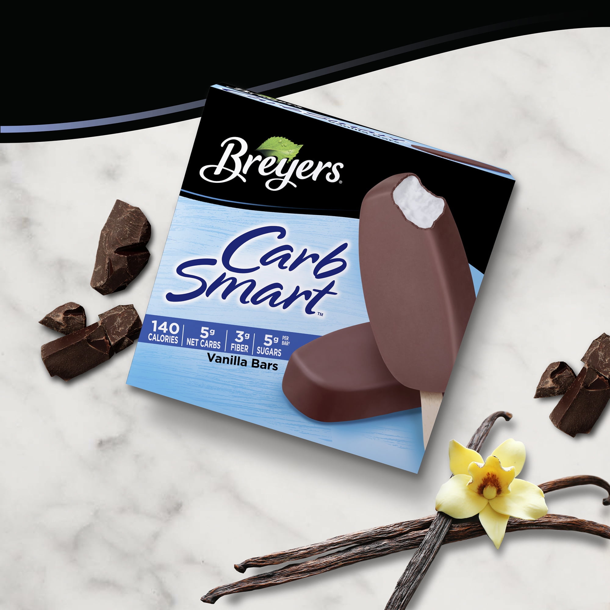 Breyers CarbSmart Creamy Vanilla Ice Cream Bars Frozen Desserts, 6 Count
