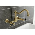 thumbnail image 3 of Kingston Brass KS1247PKL Duchess Double-Handle Wall-Mount Bridge Kitchen Faucet, Brushed Brass, 3 of 7