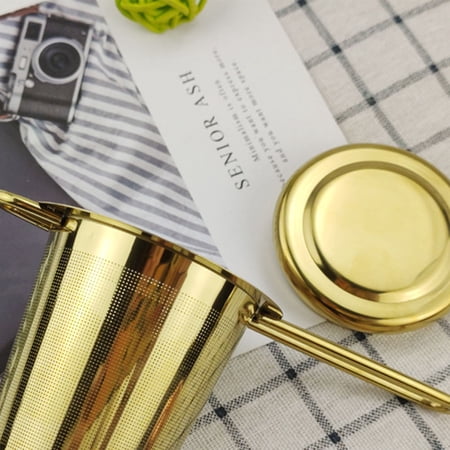 Hytrove Loose Leaf Tea Steeper Tea Infuser in Golden for Home Use 1Pack