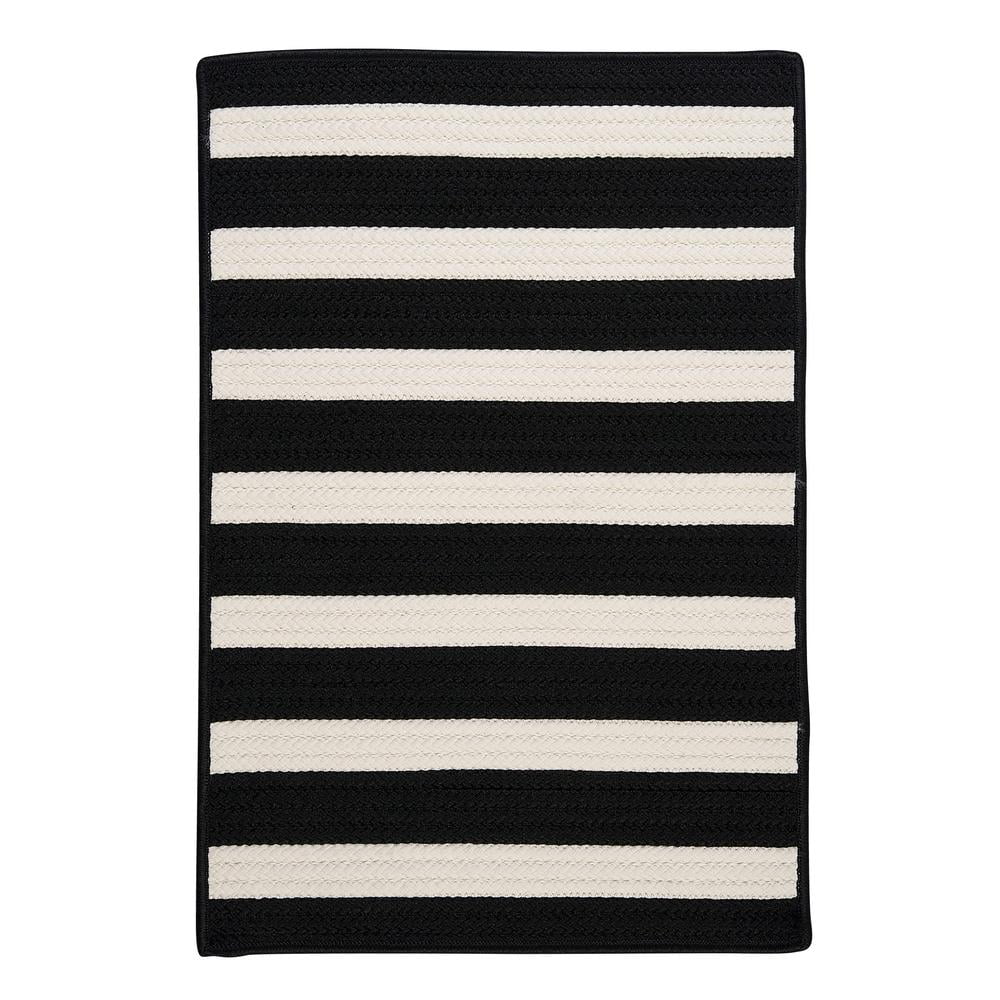 Stripe It Black White Rug, Square 4' x 4'
