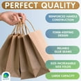 thumbnail image 3 of Brown Kraft Paper Bags with Handles Bulk, 5.25 x 3.75 x 8 Inch. Pack of 25 Foldable Shopping Bag, 150 GSM. Kraft Paper Gift Bags with Handles. Gift Gag Bulk for Wedding favors, Valentines Day, 3 of 7