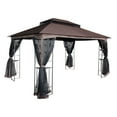 thumbnail image 3 of 13' x 10' Outdoor Canopy Gazebo With Ventilated Double Roof And Mosquito net,Brown, 3 of 5