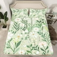 thumbnail image 2 of jejeloiu Cartoon Cute Daisy Bed Sheets,Rustic Leaves Flowers King Sheets,Green White Sheet Set For Adult,Breathable Home Decor,4-Piece, 2 of 7