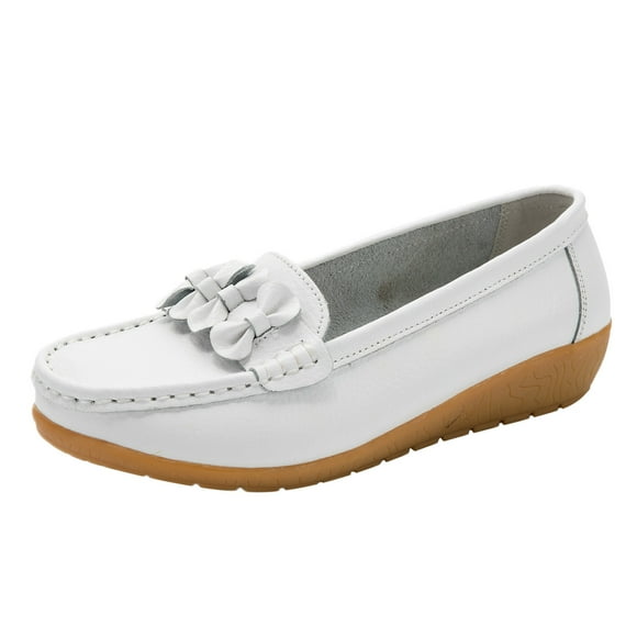 TOWED22 Women's Casual Flats for Women Mesh Comfortable Slip on Flats Shoes Square Toe Classic Cute Ballet Flats Shoes(White,7)