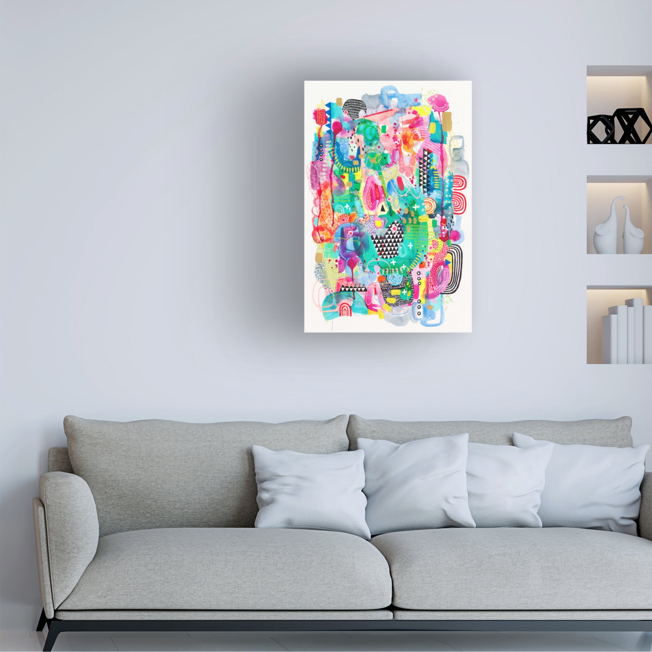 Canvas Wall Art - Van Dam Art 'Flamingos in the City' Wall Art for Living Room, Bedroom, or Office Décor by Trademark Fine Art - 16 x 24 Inches