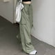 thumbnail image 3 of Pantalones cargo holgados para mujer: pierna ancha con cordón, poliéster, ropa urbana/hip hop, tallas S-XXL, 3 of 6