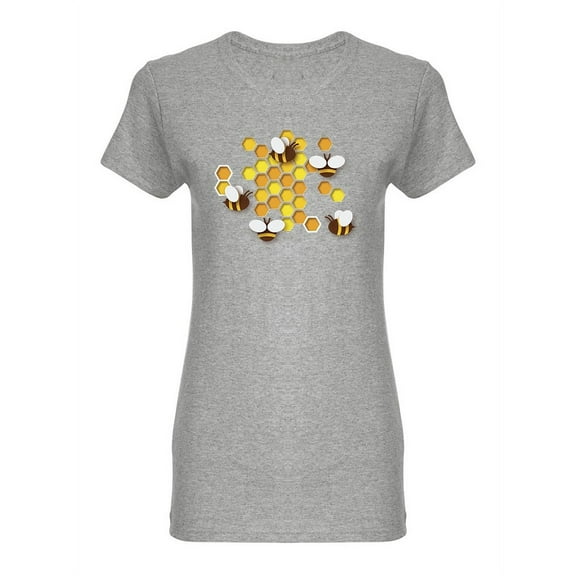 Bees With Honeycombs Shaped T-Shirt Women -Image by Shutterstock, Female Small