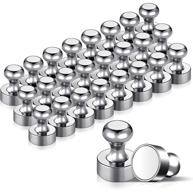 24pcs Metal Magnets Strong Magnet 12x16mm - Stainless Steel Magnets Fridge Magnets For Notice Board, Fridge Etc. - With Storage Box