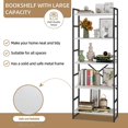 thumbnail image 4 of Sobaniilo 5 Tier Bookshelf, Free Standing Bookcase Organizer Farmhouse Kitchen Ladder Shelves Wooden Open Shelves Metal Frame for Living Room, Office (White), 4 of 5