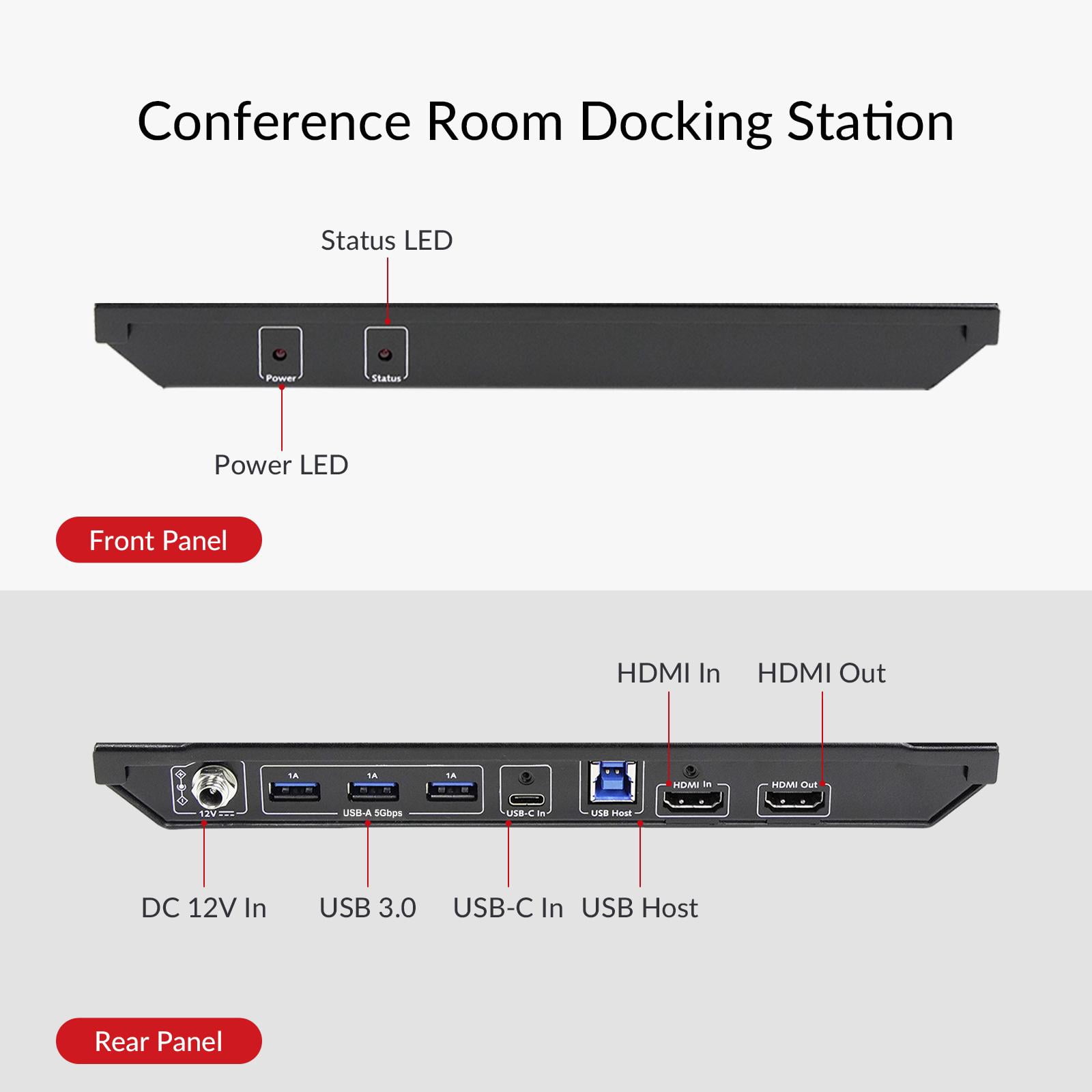 AV Access Conference Docking Station for Meeting Room, 4K Presentation Switch System Screen Mirroring, HDMI & USB C 4K Input, Hybrid Conference System, 3 USB 3.0 Ports for Webcam and Speakerphone