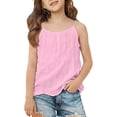 thumbnail image 2 of UACY Girls Cotton Linen Tank Tops Summer Casual Sleeveless Plain Spaghetti Strap Camisole Tween Cute Vacation Undershirts (Pink, 6-7 Years), 2 of 5