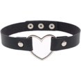 thumbnail image 1 of nipocaio PU Simili Cuir Gothique Punk Choker Collier Court avec Connecteur en Forme de Coeur (Noir), 1 of 5