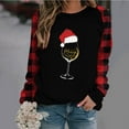 thumbnail image 3 of Tbopshirt Womens Hoodless Sweatshirts,Plus Size Essential Crewneck Sweatshirts Long Sleeve Plaid Christmas Print Splicing Round Neck Pullover T-Shirt Tops, 3 of 5