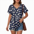 thumbnail image 5 of TOWMUS V-Neck T-shirts for Women Petal Sleeve Tunic Tops Summer Casual Womens Shirts, 5 of 6