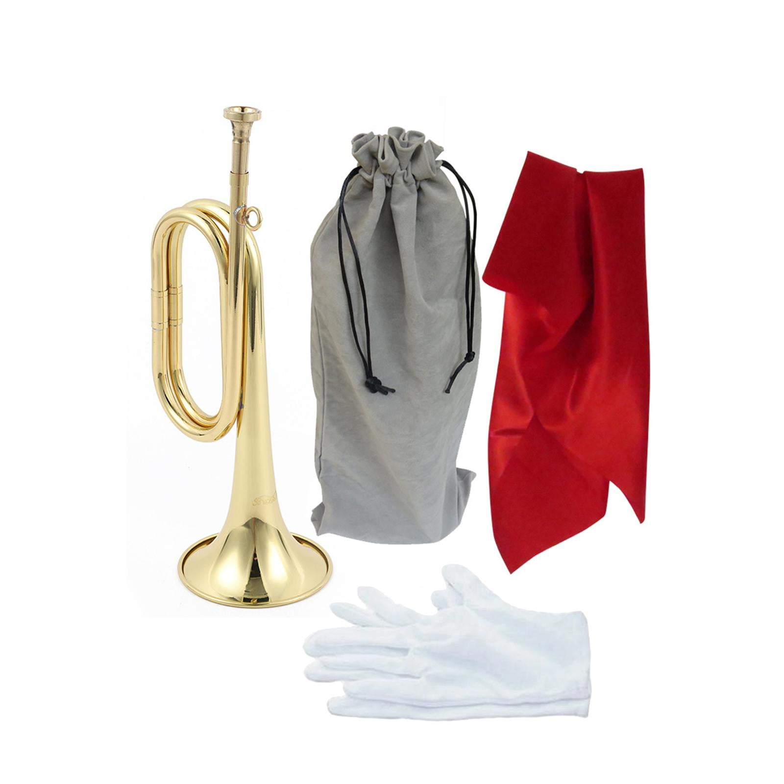 Scout Bugle Brass Bugle Music Instrument Classic Style with Mouthpiece Cavalry Trumpet Marching Bugle for Orchestra Band Adults C