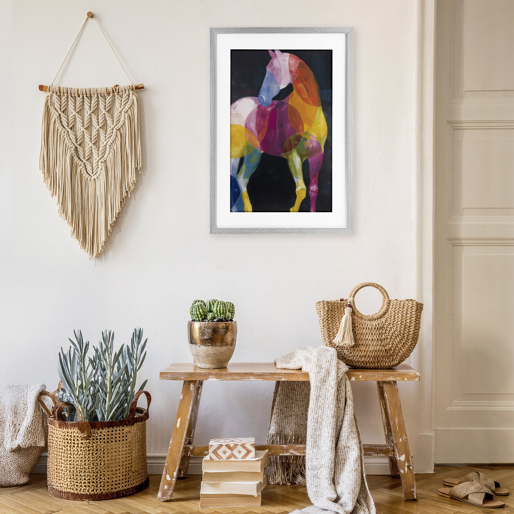 Stupell Industries Prism Horse Abstraction Gray Framed Print Under Glass, design by Chromatic Storm Studio