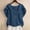Blue, variant on Womens Petal Sleeve Tops，Elegant Asymmetrical V-Neck Casual Loose Square Neck Casual Fashion Short Petal Sleeve Button Tunic Blouse Cute Summer Tops