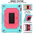 thumbnail image 6 of Dteck Heavy Case for Fire HD 8 Plus Tablet/ Fire HD 8 Case (10th Generation, 2020 Release), Full-body Protection Rugged Shockproof Case with 360 Rotating Stand & Shoulder Strap, Mint/Rose, 6 of 7
