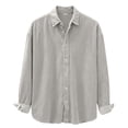 thumbnail image 6 of nerohusy Men's Big and Tall Corduroy Shacket Collared Button Down Long Sleeve Lightweight Casual Spring Shirt Jacket 2026 Silver,S, 6 of 8