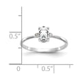 thumbnail image 3 of 14K White Gold Ring Band with Stones (04) April Topaz (White) Oval Diamond Round, Size 9, 3 of 5