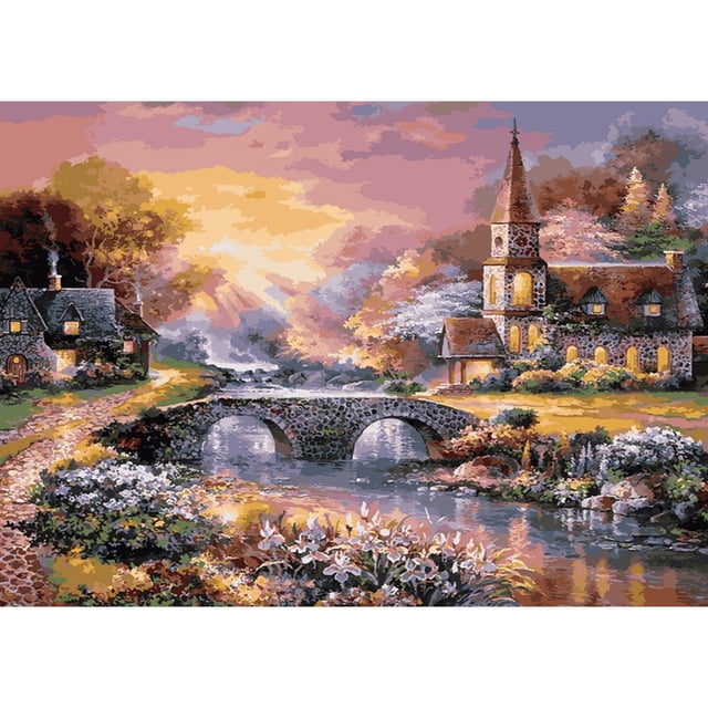 Taladro diamante pintura (DE1116) 5D DIY completo fácil pueblo punto de cruz bordado 45x60cm FLhrweasw Nuevo