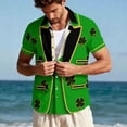 thumbnail image 6 of LYEAA Mens St.Patricks Day Shirt Collared Short Sleeve Shirt Clover Print Lightweight Button down Blouses Summer Holiday Tops, 6 of 8