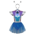 thumbnail image 3 of Aislor Womens Shiny Metallic Space Alien Color Block Tutu Dress with Headwear Outfits Blue XL, 3 of 7