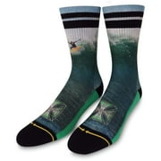 MERGE4 Jay Moriarity Medium Crew Socks for Men and Women Green Surf Legend Massive Wave Moisture Wicking Soles