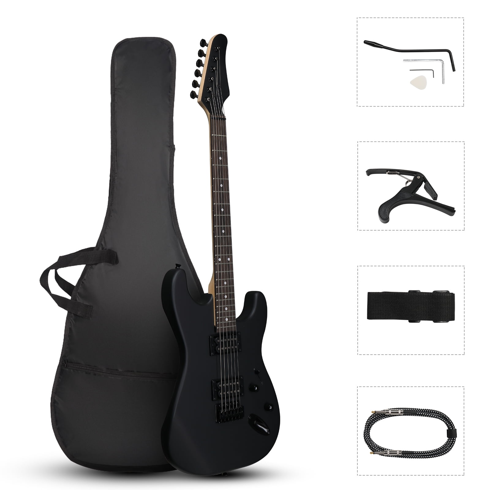 Ktaxon KST 39in Electric Guitar Kit, H-H Pickups for Rock Music, Black