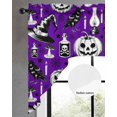 thumbnail image 2 of Purple Halloween Swag Valances for Windows, Small Curtains Drapes, Pumpkins Skull Mushroom Kitchen Window Curtains Over Sink Rod Pocket Window Treatment Valance for Bedroom/Bathroom 56"x36", 2 of 5
