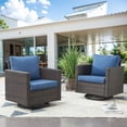 thumbnail image 5 of PARKWELL Outdoor Swivel Rocker Patio Chairs Set of 2,Wicker Swivel Gliders Rocking Chair for Porch Balcony Yard,Navy Cushions Lounge Chairs in Brown Wicker, 5 of 6