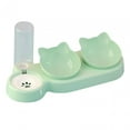 thumbnail image 3 of 3 in 1 Cat Bowl Set Detachable with 500ml Waterer Bottle 15 degree Tilted Dishes Green, 3 of 8